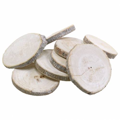 Floristik24 Round whitened wooden discs Ø3-4.5cm 400g in a net