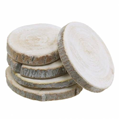 Floristik24 Round whitened wooden discs Ø3-4.5cm 400g in a net