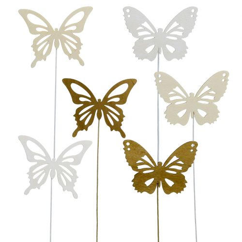 Floristik24 Wooden butterfly with wire multicolored 8cm 18pcs