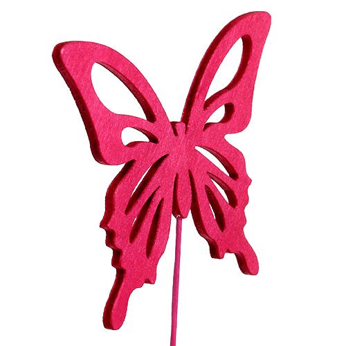 Floristik24 Wooden butterfly with wire pink assorted 8cm 18 pcs