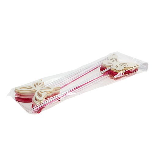 Floristik24 Wooden butterfly with wire pink assorted 8cm 18 pcs