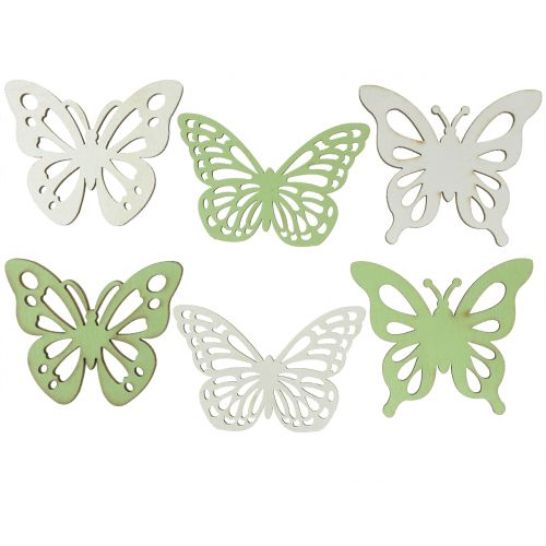 Floristik24 Wooden butterfly green / white 5cm 36pcs