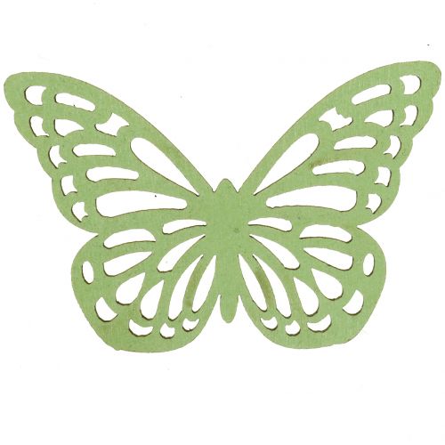 Floristik24 Wooden butterfly green / white 5cm 36pcs