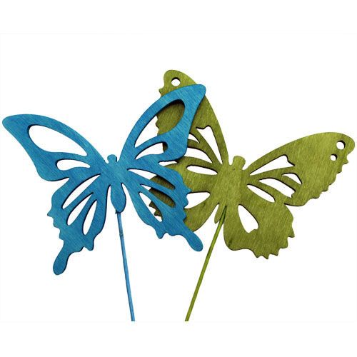 Product Wooden butterfly with wire colorful sort. 8cmx6cm L28cm