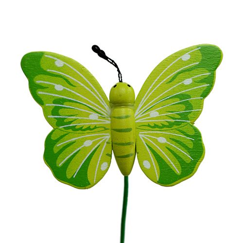 Product Wooden butterflies on stick 3-color assorted 8cm 24 pcs