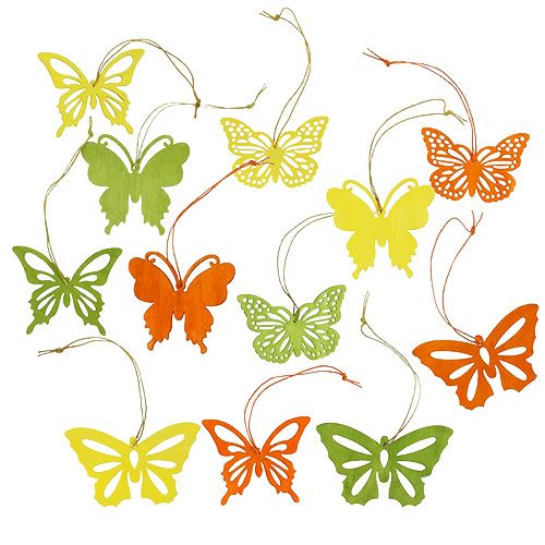 Floristik24 Wooden butterflies for hanging 8cm - 10cm 24pcs