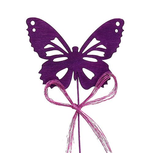 Product Wooden butterflies on the wire assorted colors 8cm 24pcs