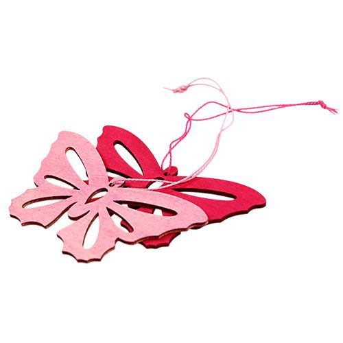 Floristik24 Wooden butterflies for hanging Pink 8cm - 10cm 24pcs