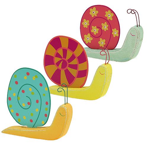 Floristik24 Wooden snail 10,5 x 9cm colorful 6pcs