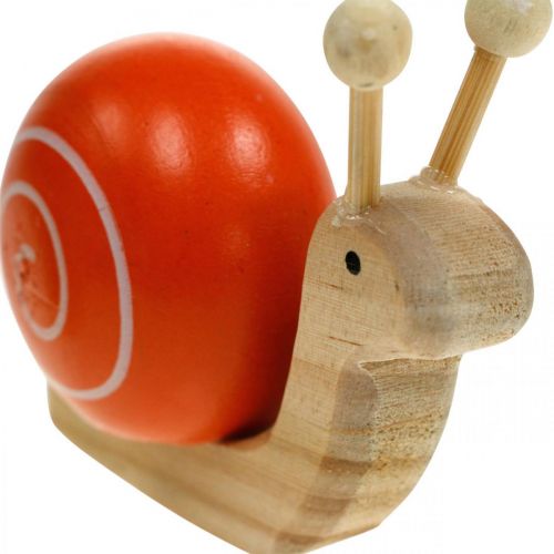 Floristik24 Wooden snails for decoration, spring, garden snail green-orange, table decoration 6pcs