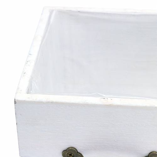 Product Planter wooden drawer white 15x15/12x12cm set of 2
