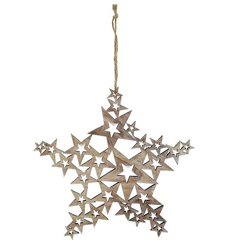 Floristik24 Wooden star to hang 24cm x 24cm L35cm 1p