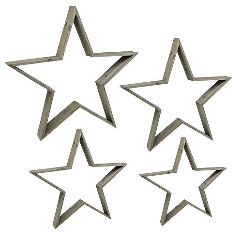 Floristik24 Wooden Star Set of 4 Standing Grey 29cm - 61cm