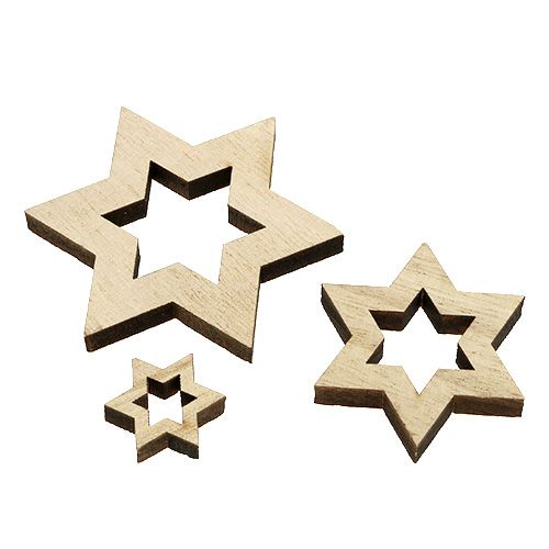 Floristik24 Wooden star mix 2.5cm - 7cm natural 35pcs