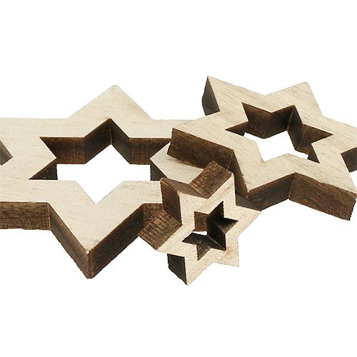 Floristik24 Wooden star mix 2.5cm - 7cm natural 35pcs