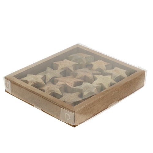 Floristik24 Wooden star nature 5cm - 6cm in box 12pcs