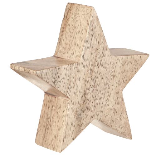 Floristik24 Wooden star natural star mango wood table decoration Ø10cm 3 pcs