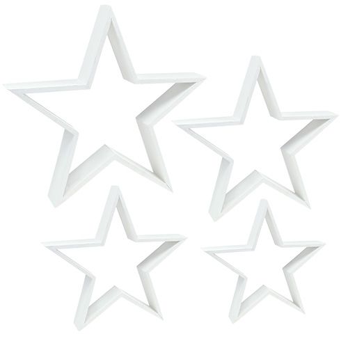 Floristik24 Wooden Star Set White 4pcs