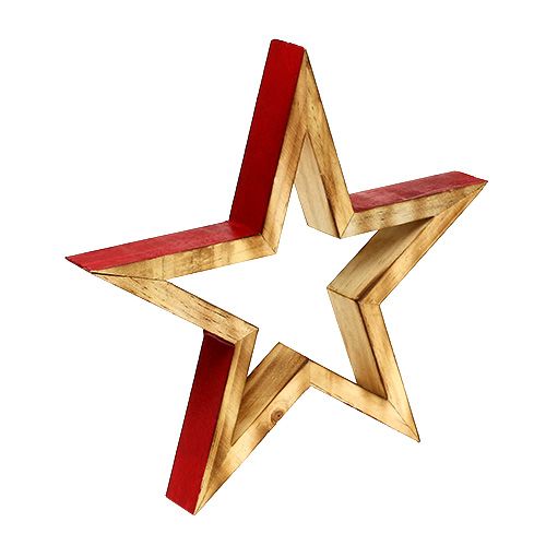 Floristik24 Wooden star open nature, red 24,5cm 2pcs