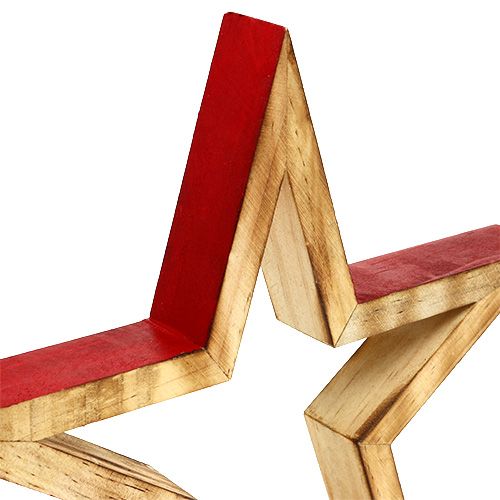 Floristik24 Wooden star open nature, red 24,5cm 2pcs