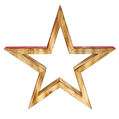 Floristik24 Wooden star open nature, red 24,5cm 2pcs
