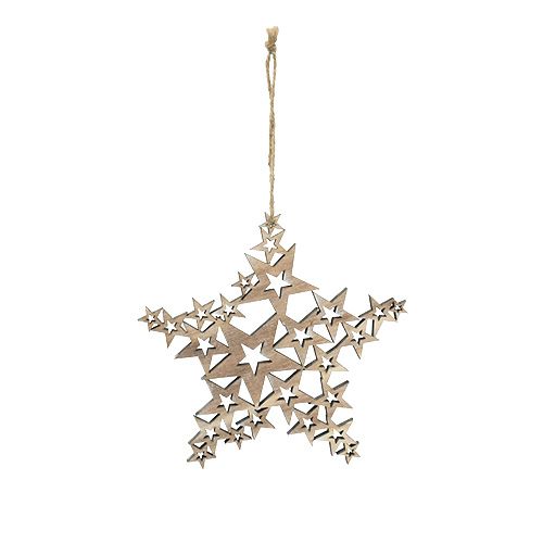 Wooden star to hang 19.5cm x 19.5cm H30cm