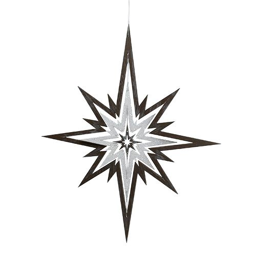 Wooden Star Hanging Decoration Gray, white 48cm x 40cm