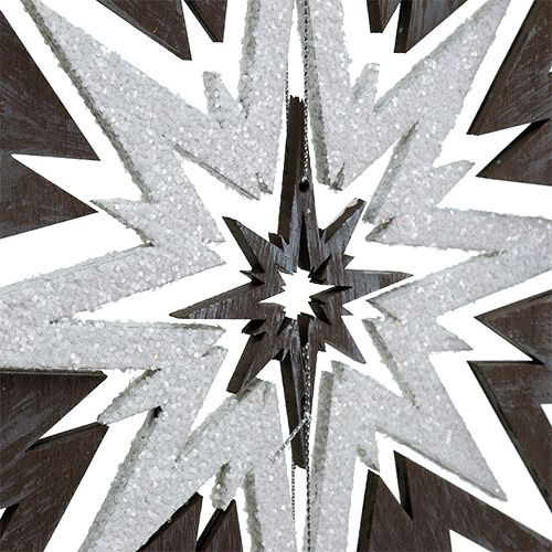 Product Wooden Star Hanging Decoration Gray, white 48cm x 40cm