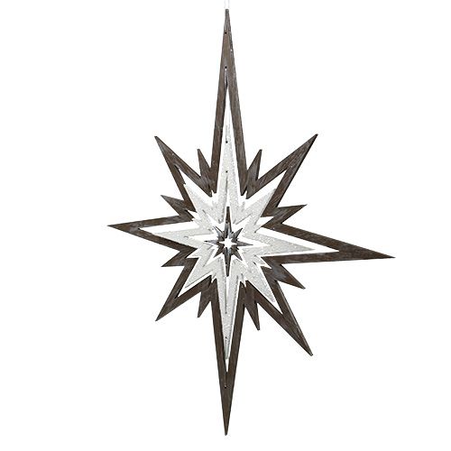 Floristik24 Wooden Star Hanging Decoration Gray, white 48cm x 40cm