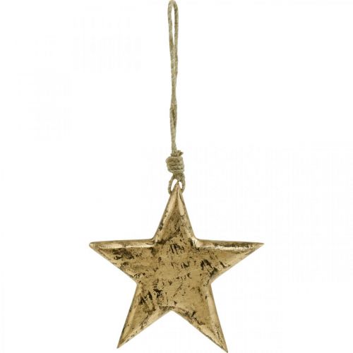 Floristik24 Star to hang, wood decoration with gold effect, Advent 14cm × 14cm