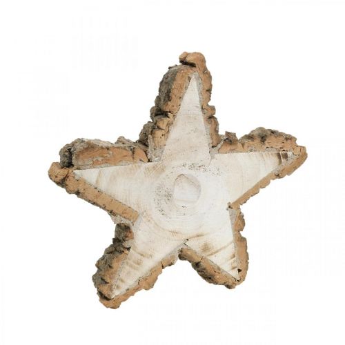 Product Tray made of tree slice, Christmas, wood decoration star, natural wood Ø20cm