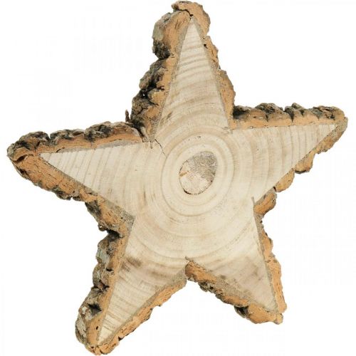 Floristik24 Wooden tray for Advent, star-shaped tree slice, Christmas, star decoration natural wood Ø29cm