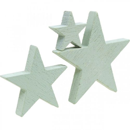Product Wooden stars deco sprinkles Christmas Mint 3/5/7cm 29p