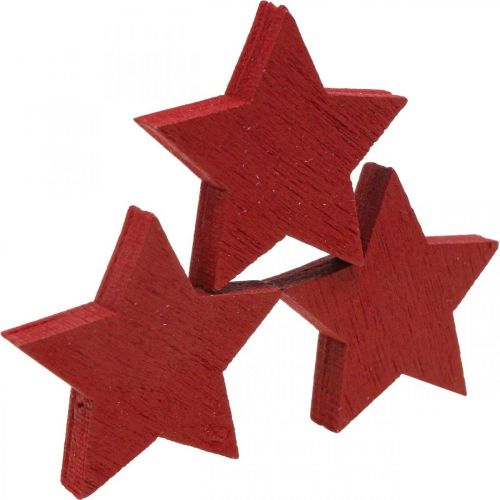 Product Wooden stars red sprinkles Christmas stars 3cm 72pcs