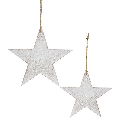 Floristik24 Wooden Stars for Hanging 9/13cm White 12 pcs