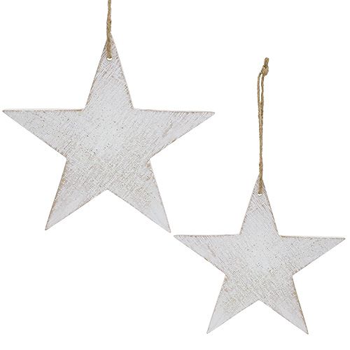 Product Wooden stars to hang 16.5cm / 20cm white 6pcs