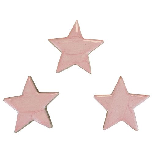 Wooden stars decoration stars Christmas decoration pink shine Ø5cm 8 pcs
