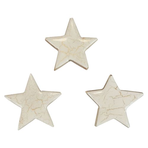 Floristik24 Wooden stars decorative stars white gold crackle wood Ø5cm 8pcs