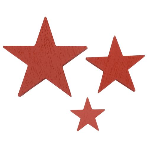 Floristik24 Wooden stars decoration scatter decoration Christmas red 3/5/7cm 29pcs