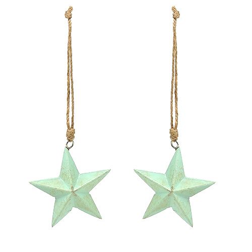 Wooden Stars for hanging Light green 7,5cm 4pcs