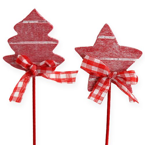 Floristik24 Wooden sticks star, fir red 12pcs