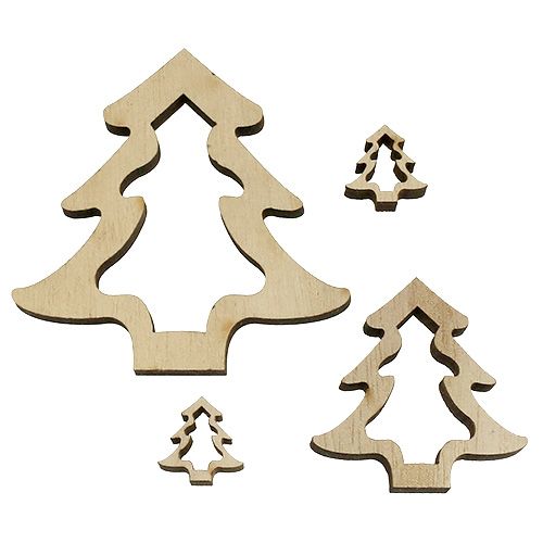 Wood decoration Christmas tree nature 2cm - 8cm 32pcs