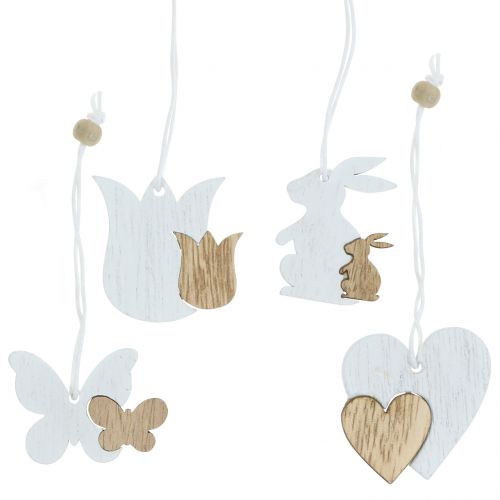 Floristik24 Decoration hanger spring white / nature 12pcs