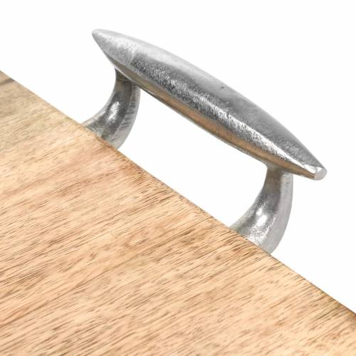 Floristik24 Wooden tray with handles mango, natural metal, silver 46 × 25cm