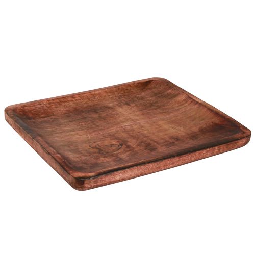 Floristik24 Wooden tray decorative tray rectangular dark brown glazed 30×25cm