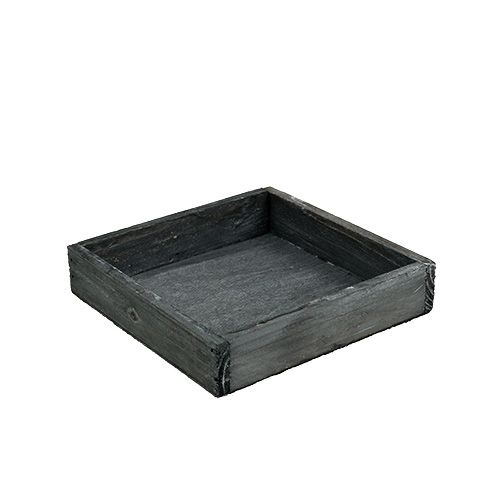 Product Wooden tray gray 14cm x 14cm x 3cm