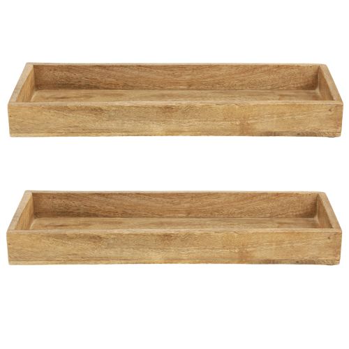 Product Wooden Tray Rectangular Decorative Tray Wood 39×15.5×4cm 2pcs