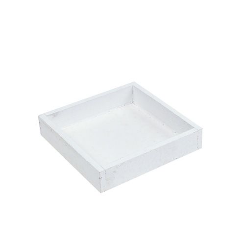 Floristik24 Wooden tray white 14cm x14cm x 3cm