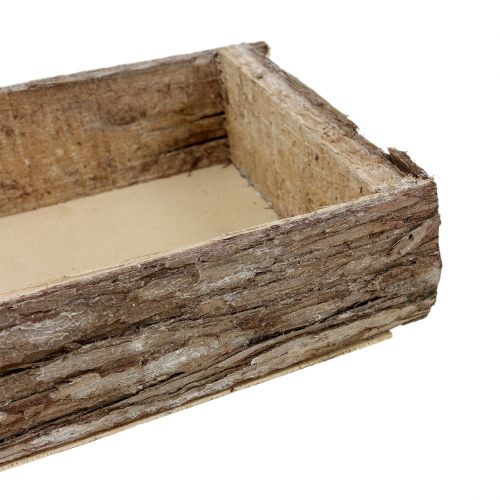 Product Wooden tray with tree bark nature 40cm x 15cm x 5cm