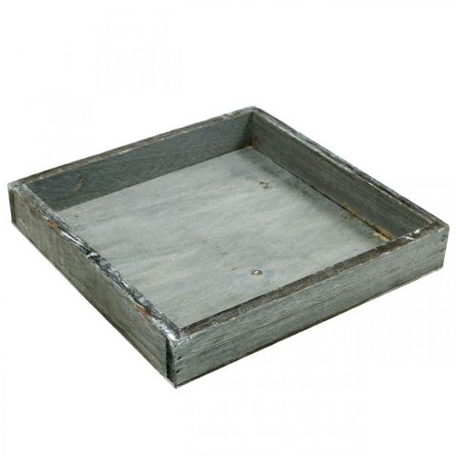 Floristik24 Tray wood angular grey, white washed decorative tray 19×19cm